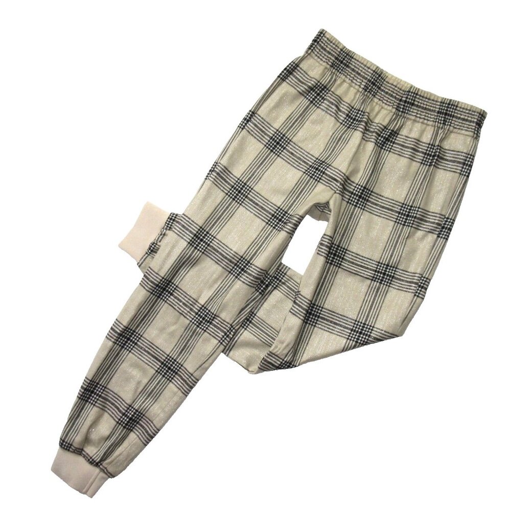 NWT Alice + Olivia Pete in Bone Plaid Metallic Pull-on Jogger Pants XS